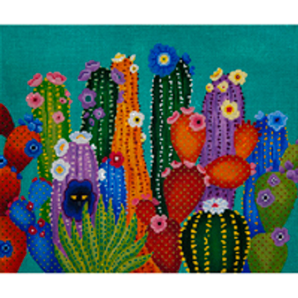 VEGETATION V170 Cactus Smacked Us Too10 x 12 13 Mesh JP Needlepoint