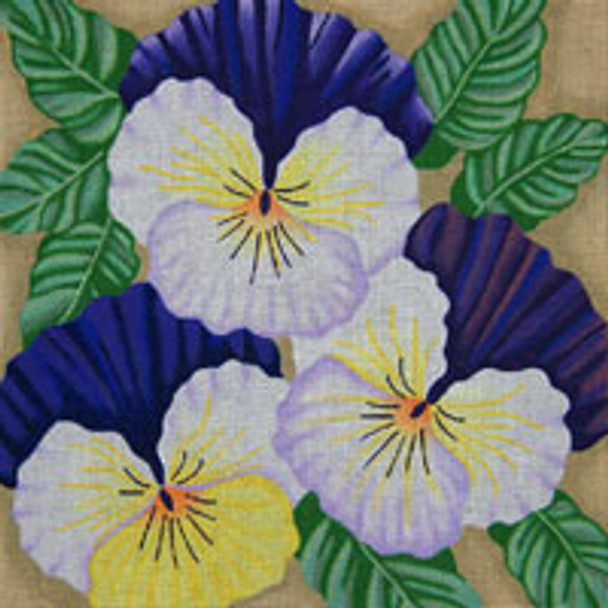 VEGETATION V322 Perfect Pansies 14 x 14 13 Mesh JP Needlepoint