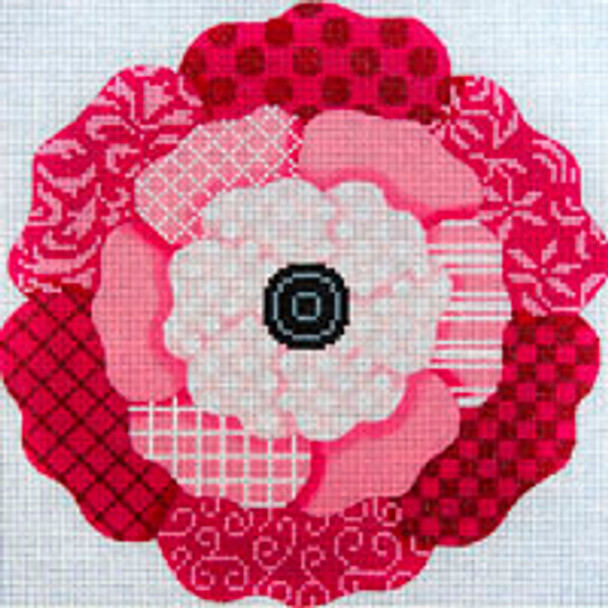 VEGETATION V156 Fantasy Flower in Pink 10 x 10 13 Mesh JP Needlepoint