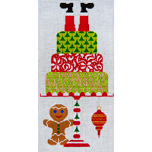 CHRISTMAS X039 Santa Takes the Cake 5 x 10 18 Mesh JP Needlepoint