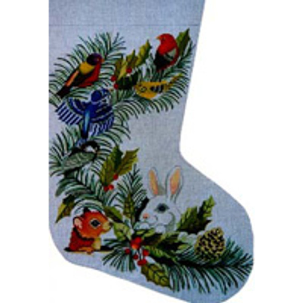 CHRISTMAS X102 Animal Christmas Sock 14 x 20  13 Mesh JP Needlepoint