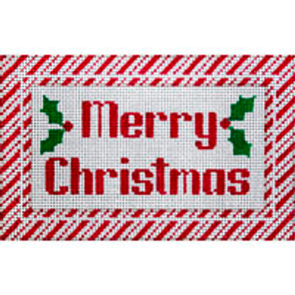 CHRISTMAS X043 Merry Christmas w/Candy Cane Border 6 X 4 18 Mesh JP Needlepoint