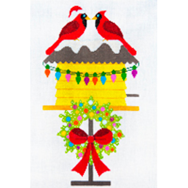 CHRISTMAS X059 Cardinal Christmas House 9 x 13 18 Mesh JP Needlepoint