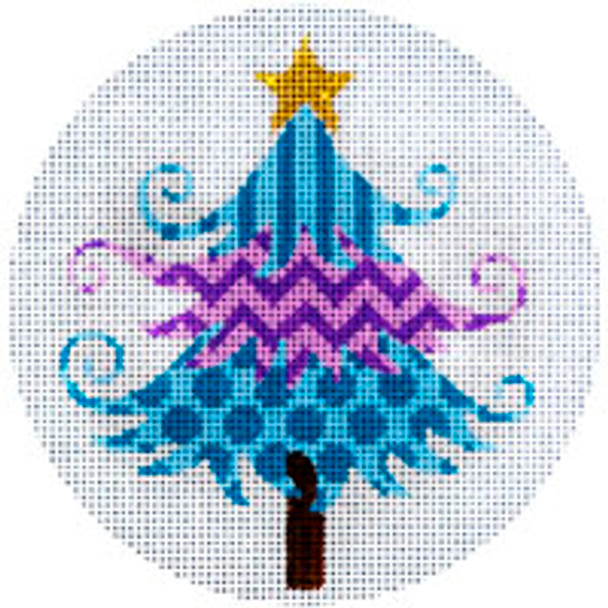 CHRISTMAS X130 Purple & Blue Christmas Tree 4.5 diameter 18 Mesh JP Needlepoint