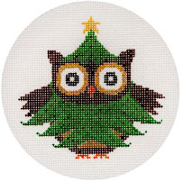 CHRISTMAS X200 Xmas tree Owl 4.5" Diameter 18 Mesh JP Needlepoint