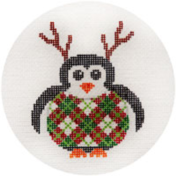 CHRISTMAS X213 Reindeer Penguin 4.5" Diameter 18 Mesh JP Needlepoint