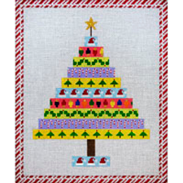 CHRISTMAS X241 Christmas Tree of Ribbons 10 x 12 13 Mesh JP Needlepoint