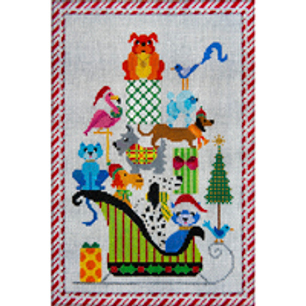 CHRISTMAS X255 A Sleigh Ride Together w/You 8 x 12 18 Mesh JP Needlepoint