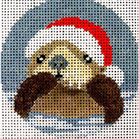 CHRISTMAS DX022 Whispering Otter 3.5" diameter 13 Mesh JP Needlepoint