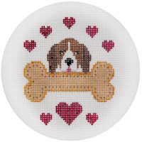 CHRISTMAS X330 Beagle Loves His Bone 4.5 " Diameter 18 Mesh JP Needlepoint
