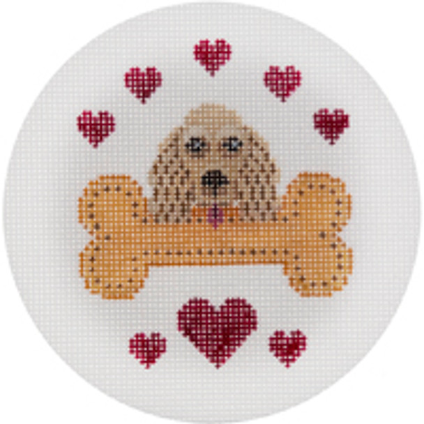 CHRISTMAS X343 Buff Cocker Spaniel 4.5 " Diameter 18 Mesh JP Needlepoint