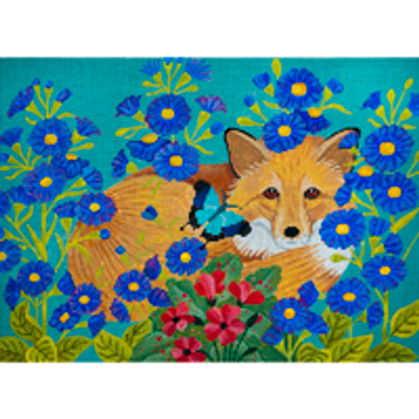 Animal A096 Fox in the Flower Garden 8 x 11 18 Mesh JP Needlepoint (2021)