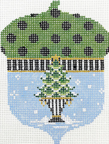 KCN1518 Christmas Pine Acorn 3.25"w x 4.5"h 18 Mesh Kelly Clark Needlepoint