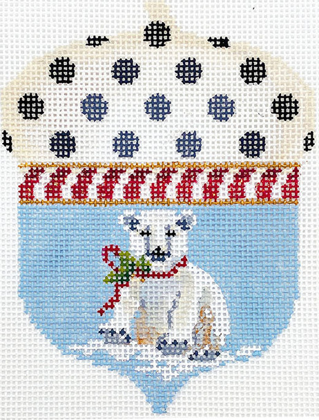 KCN1514 Polar Bear Acorn 3.25"w x 4.5"h 18 Mesh Kelly Clark Needlepoint