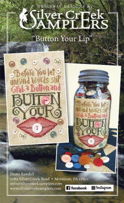 Button Your Lip 58 x 76 by Silver Creek Samplers 22-2837 YT wSV102