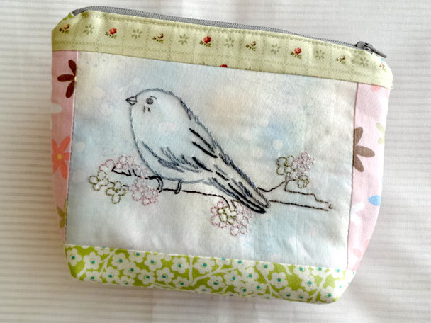 CGS E62 Chickadee Zip Pouch Country Garden Stitchery