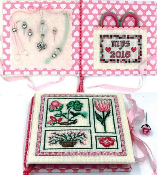 Pink Garden Needlebook counted cross stitch kit 112 x 112, 51 x 75 The Heart's Content