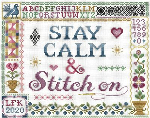 Stay Calm & Stitch On 156w x 127h  Kit Sandra Cozzolino