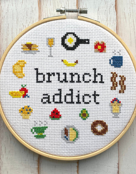 Brunch Addict Counted Cross Stitch DIY KIT Spot Colors