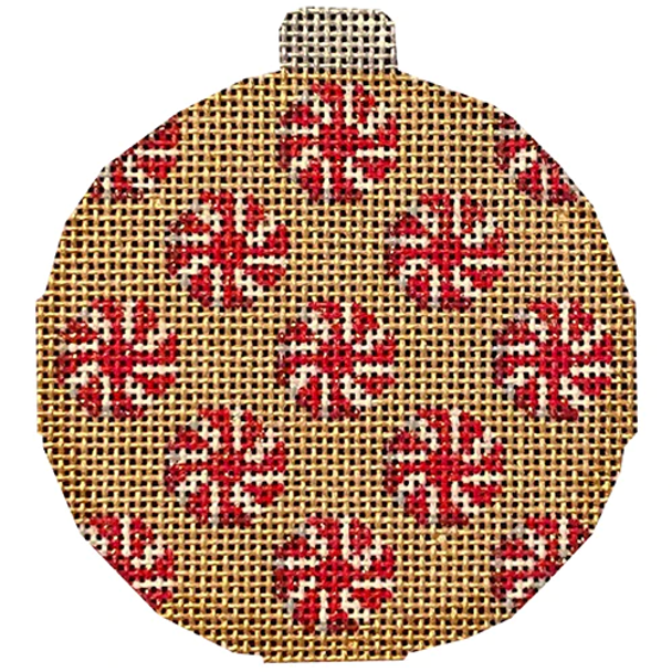 CT-1844 Peppermints on Gold Ball Ornament 3 x 3.25 18 Mesh Associated Talents 