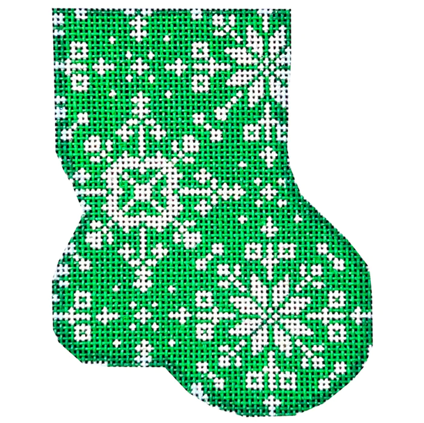 CT-1919G Green Snowflake Mini Sock 3.25 x 4.25 18 Mesh Associated Talents 