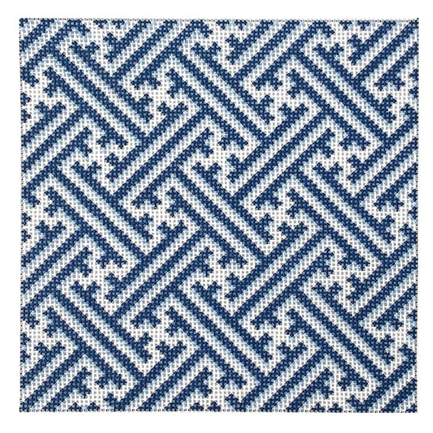 IS-504N Navy Diagonal Fretwork Square Insert 5” x 5” 18 Mesh Associated Talents 