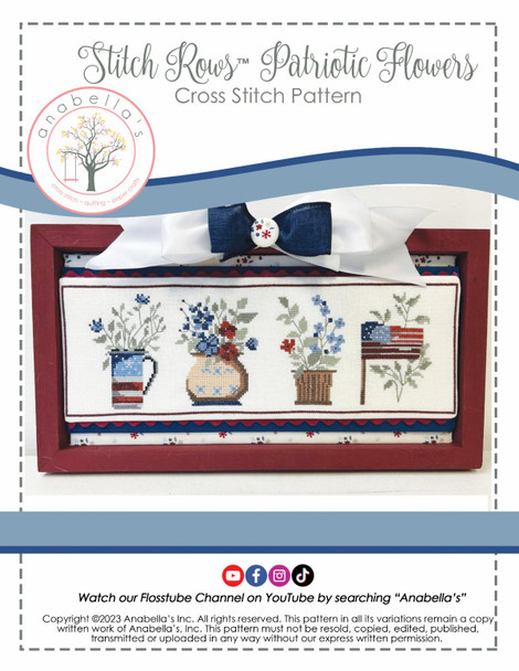 Stitch Rows™ Patriotic Flowers Stitch Count of 192 x 64 by Anabella's YT