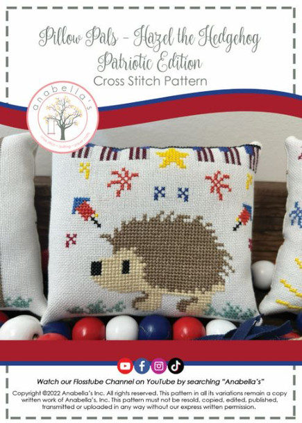 Hazel the Hedgehog Patriotic PillowPal™Stitch Count 64 x 64 by Anabella's 23-2023 YT