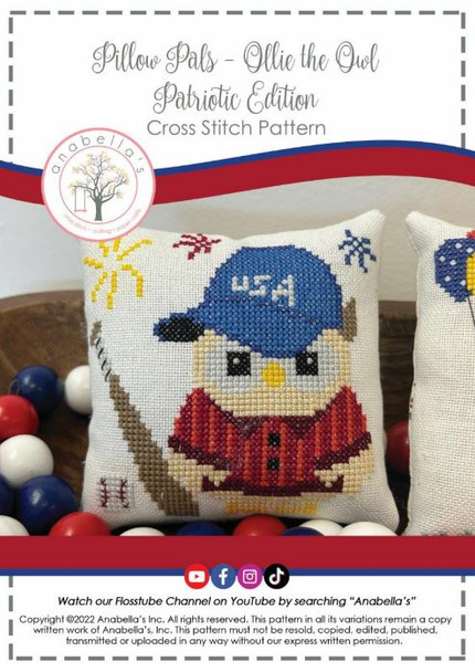 Ollie The Owl Patriotic Edition Stitch Count 64 x 64 by Anabella's