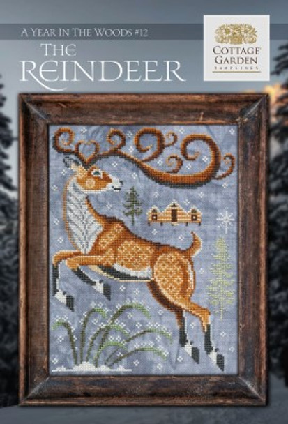 Year In The Woods 12 - The Reindeer 100w x 130h by Cottage Garden Samplings 22-2940 YT W