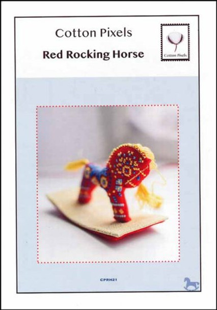 Red Rocking Horse 55W x 40H 125W x 39H Cotton Pixels 22-1632 YT
