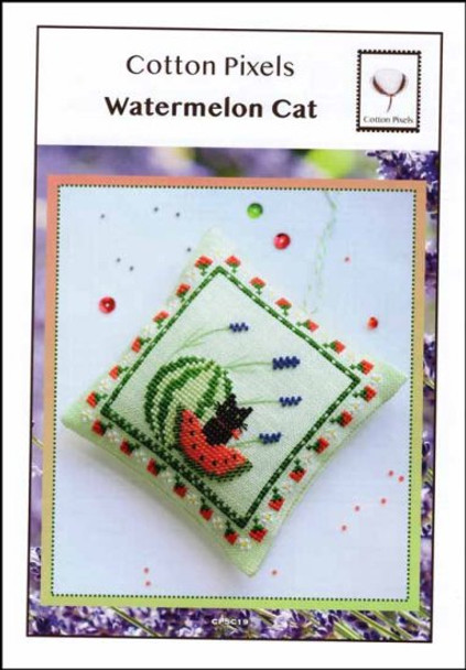 Watermelon Cat 53W x 53H Cotton Pixels 22-1805 YT