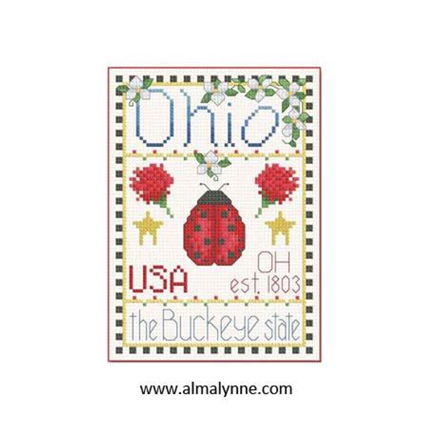 Ohio Little State Sampler 58w x 82h Alma Lynne Originals