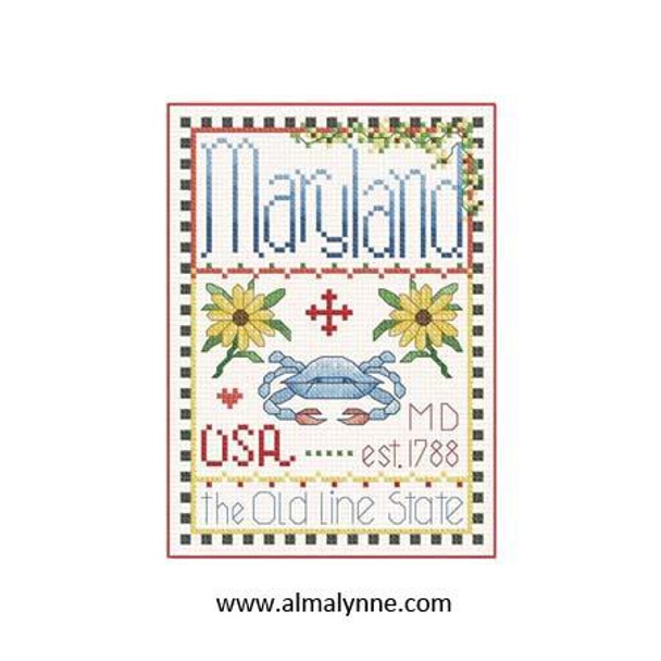 Maryland Little State Sampler 58w x 82h Alma Lynne Originals