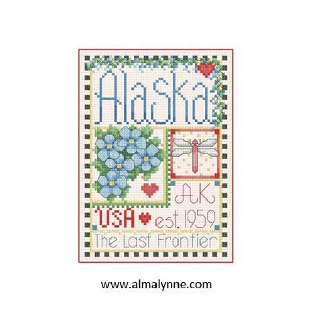 Alaska Little State Sampler 58w x 82h Alma Lynne Originals