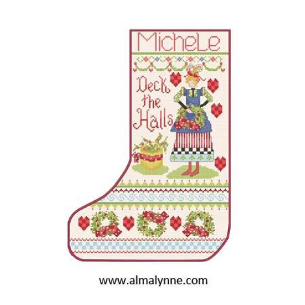 Deck The Halls Stocking 132w x 186h Alma Lynne Originals