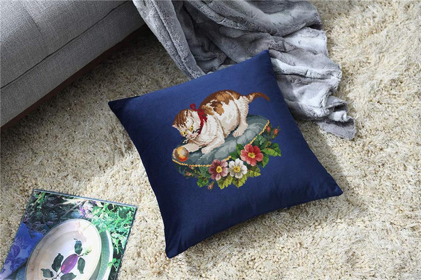 Cat on Cushion -E Needlework Design