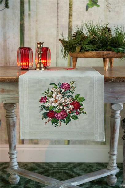 Roses and Lily Bouquet-E Antique Needlework Design