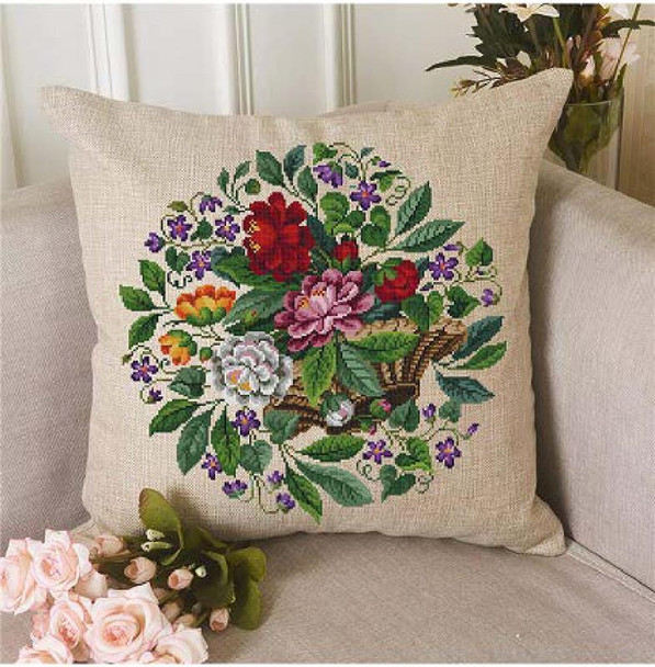 A Basket of Flowers - E Antique Needlework Design
