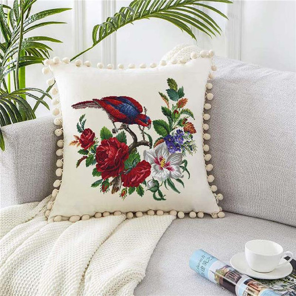 Oval Floral Parrot Antique Needlework Design