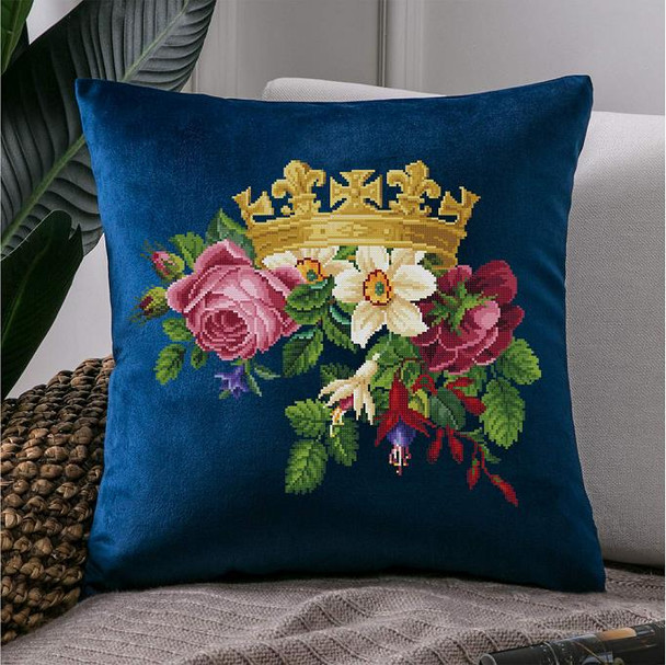 Royal Crown and Flowers Antique Needlework Design