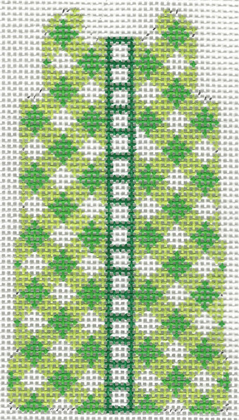 MS32A Green Gingham Shift 4" x 2.5" #18 mesh Two Sisters Designs (Barbara Bergsten Designs)