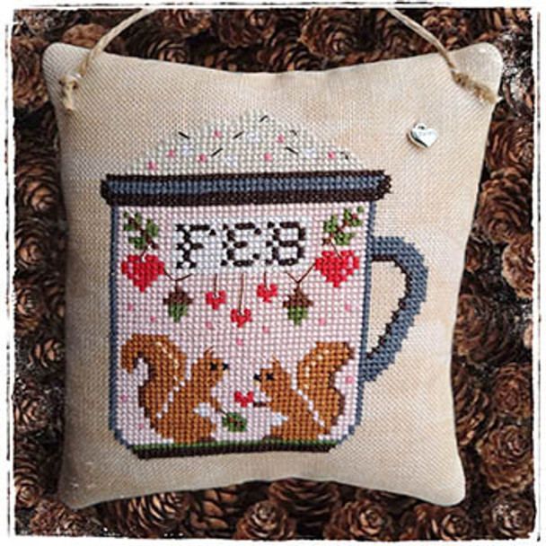 Months In A Mug - February 56w x 62h  by Fairy Wool In The Wood 23-1047