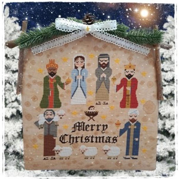 Nativity 2022 (w/gold star charm) 185w x 167h by Fairy Wool In The Wood 22-2823