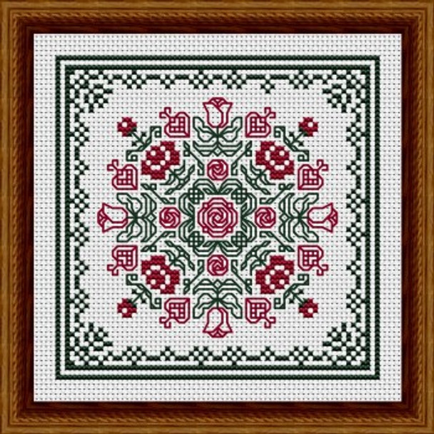 June Hearts Square With Red Roses 68w x 68h by Happiness Is Heartmade 22-1940