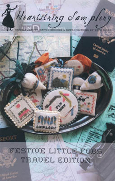 Festive Little Fobs Travel Edition approximately 30 x 30 or smaller for each fob by Heartstring Samplery 22-1673 YT