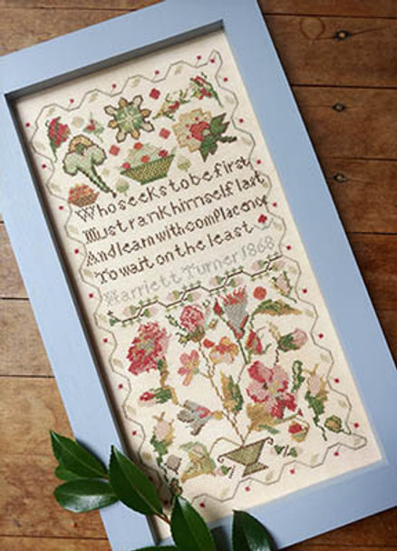 Humble Sampler - Harriet Turner 1868 111W x 221H by Mojo Stitches 23-1283 YT