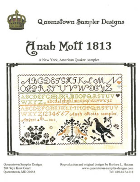 Anah Mott 1813 175w x 120h by Queenstown Sampler Designs 22-1209 YT