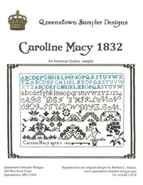 Caroline Macy 1832  202w x 144h by Queenstown Sampler Design 22-1211 YT