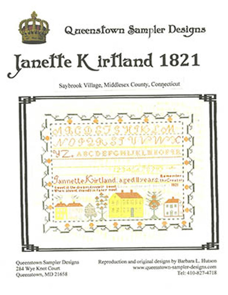 Janette Kirtland 1821 170H x 208W.  by Queenstown Sampler Designs 23-1129 YT